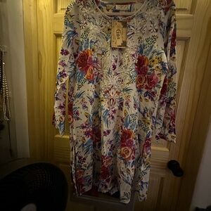 Vintage GOA Elegant Floral Print Tunic in Multicolor